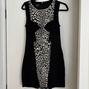 Bebe Black and White Leopard Print Dress